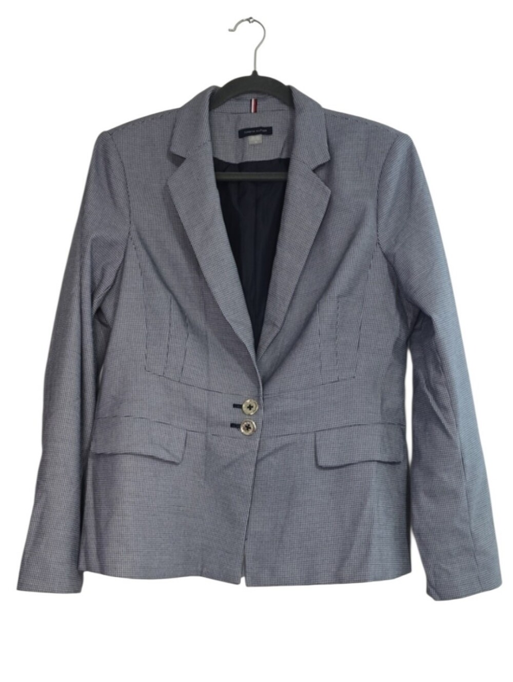 Tommy Hilfiger Navy White Houndstooth Blazer Jacket Preppy heritage
